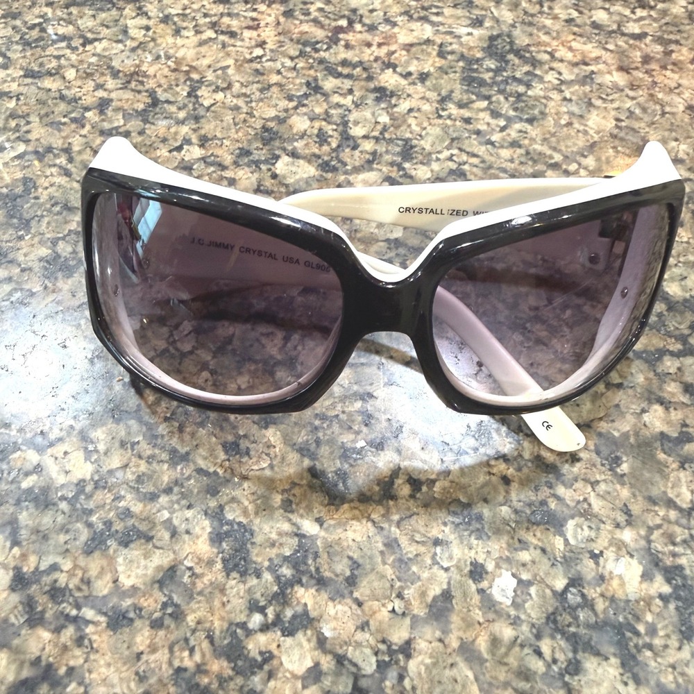 Jimmy Crystal New York‎ Swarovski Crystal Oversized Sunglasses Black White GL905